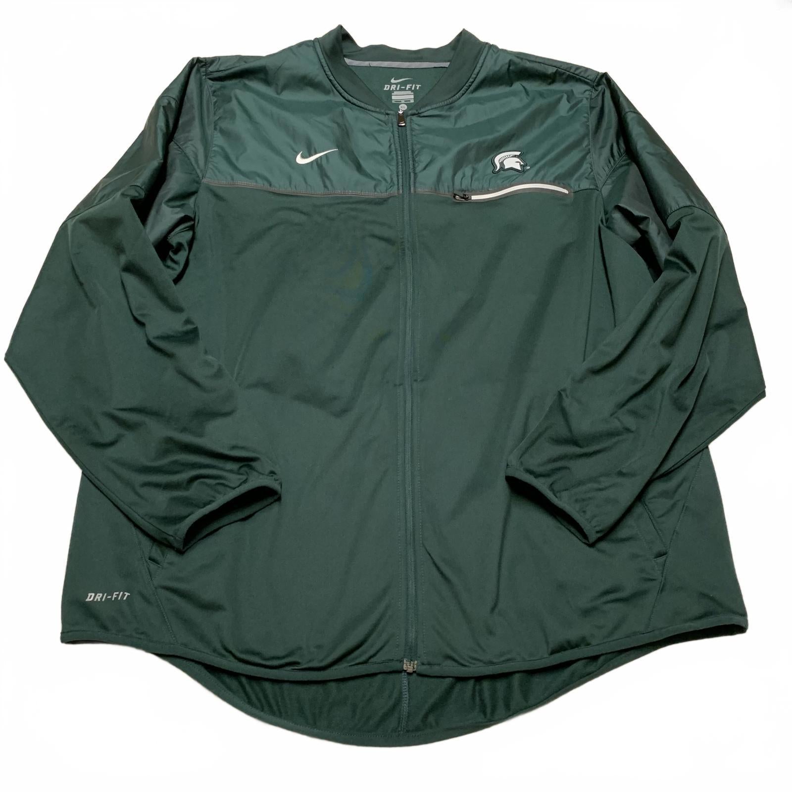 Chaqueta de fútbol Nike Dri-FIT para hombre, talla extragrande, verde, de los Michigan State Spartans