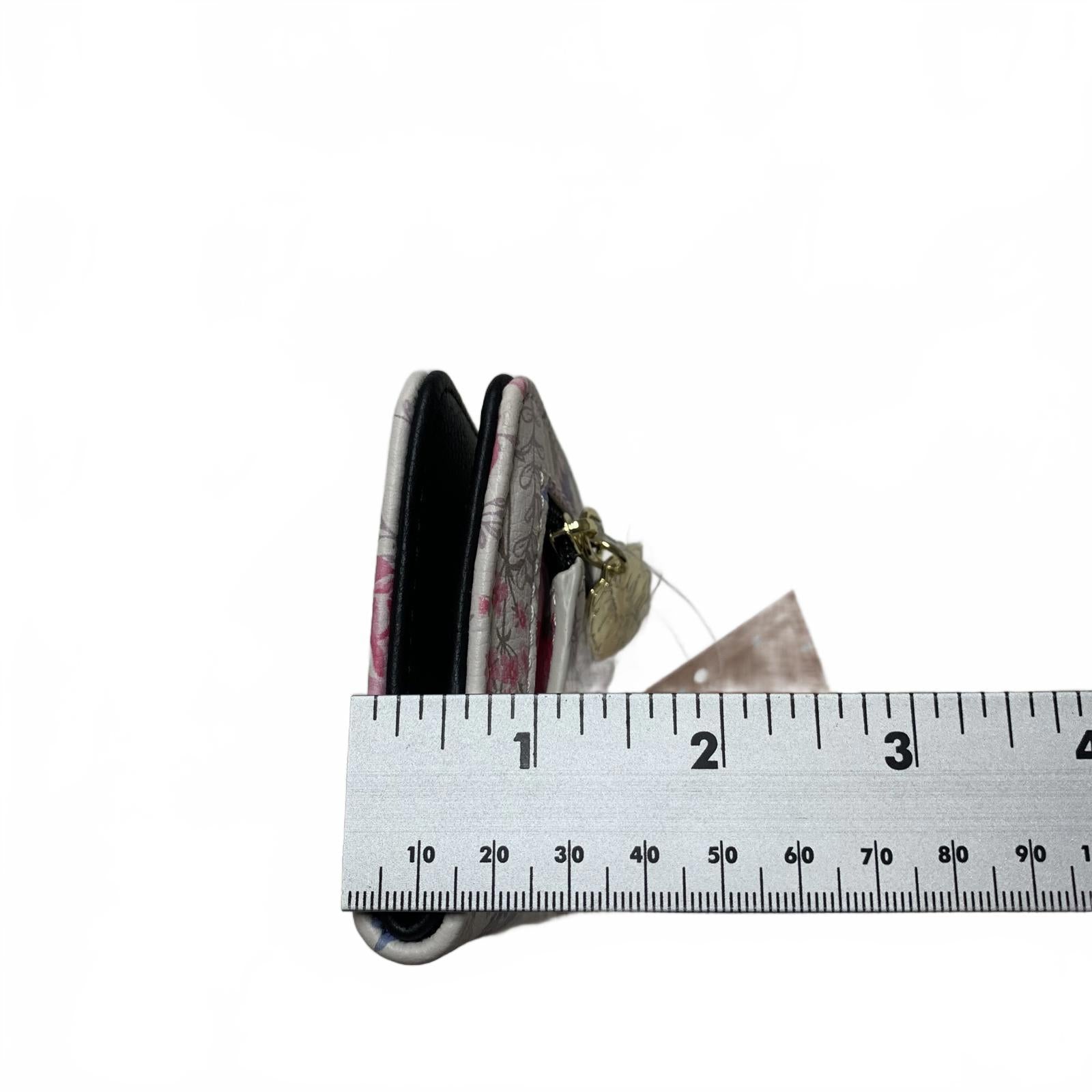 Cartera plegable con broche de 8,5 x 10 cm para niña con estampado floral blanco pastel de LB Money