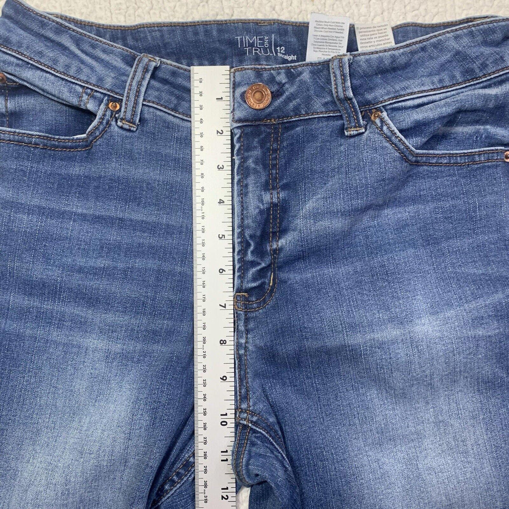 Jeans Time And True para mujer, 12, azul, pierna recta, lavado oscuro