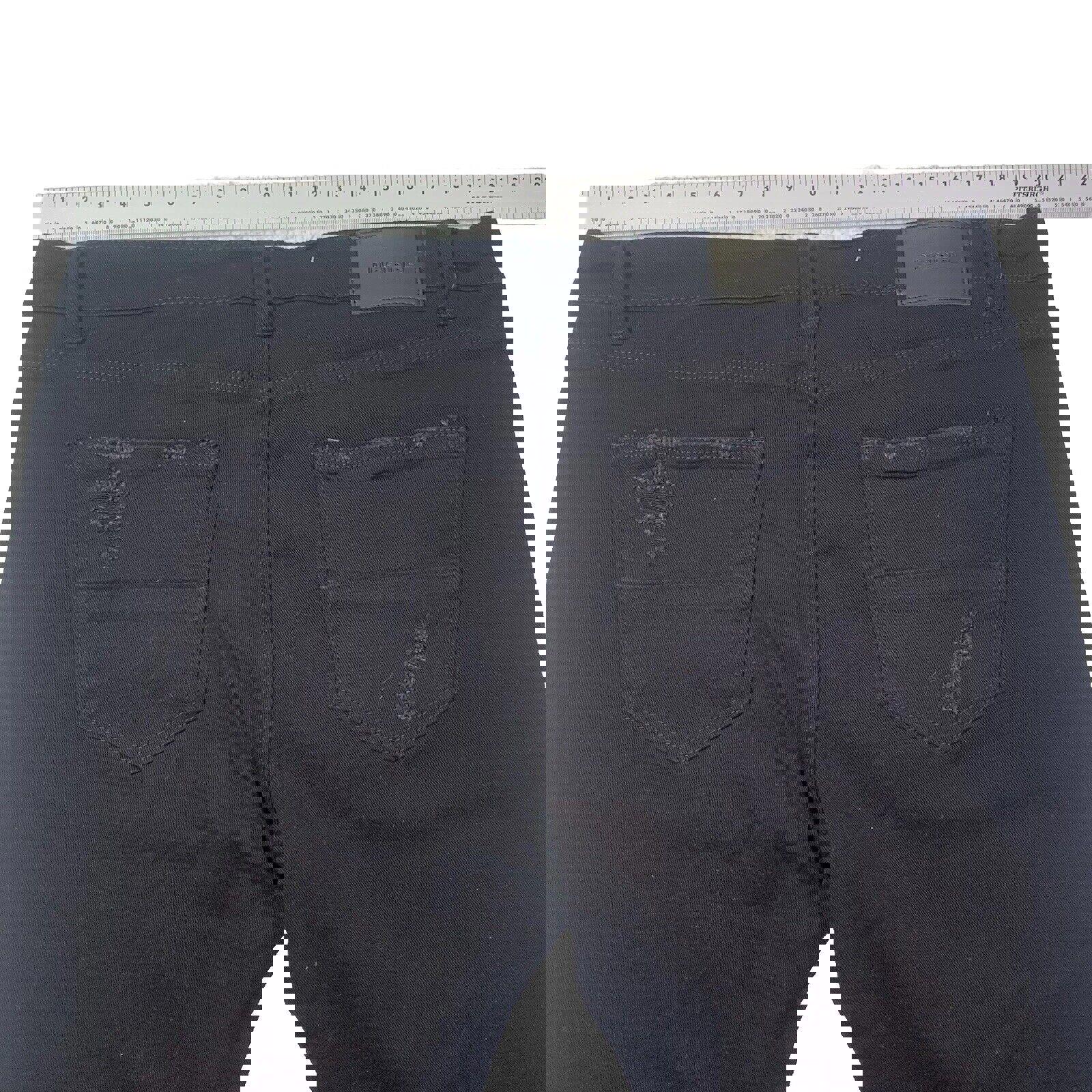 Vaqueros negros Decibel para hombre, 40 x 34, bordados al frente y deshilachados