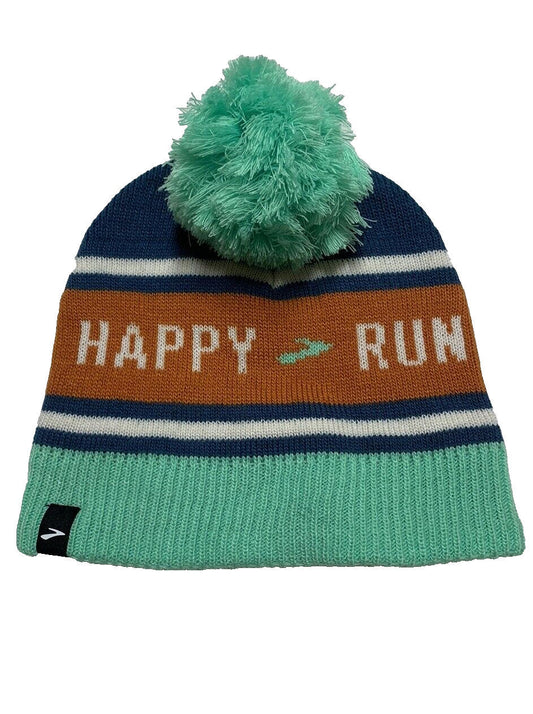 Brooks Heritage Run Happy Unisex Hat Pom Pom Beanie Sportswear Winter Ski OSFA