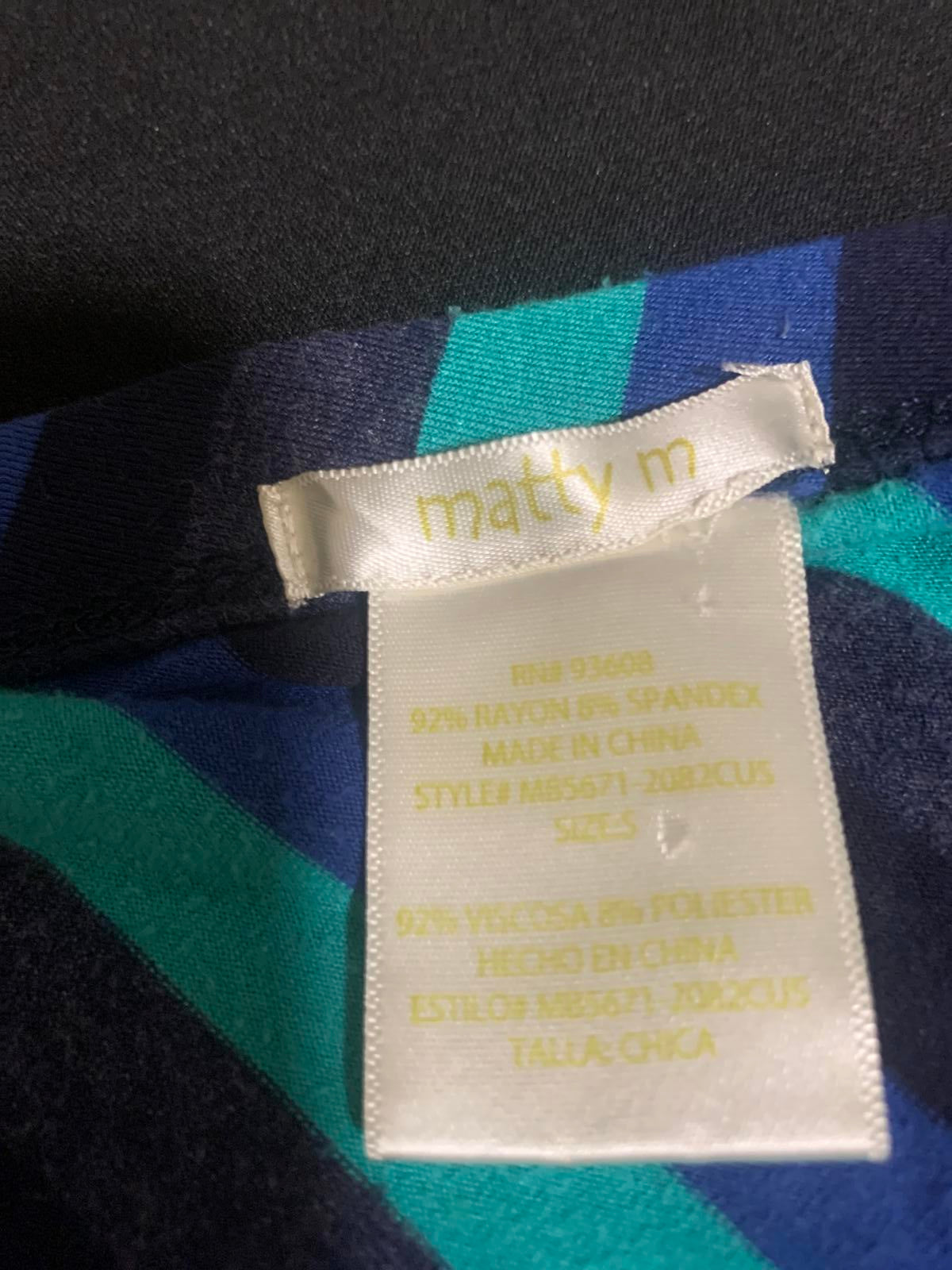 Falda midi convertible a vestido vintage Matty M para mujer, talla S, azul y verde a rayas