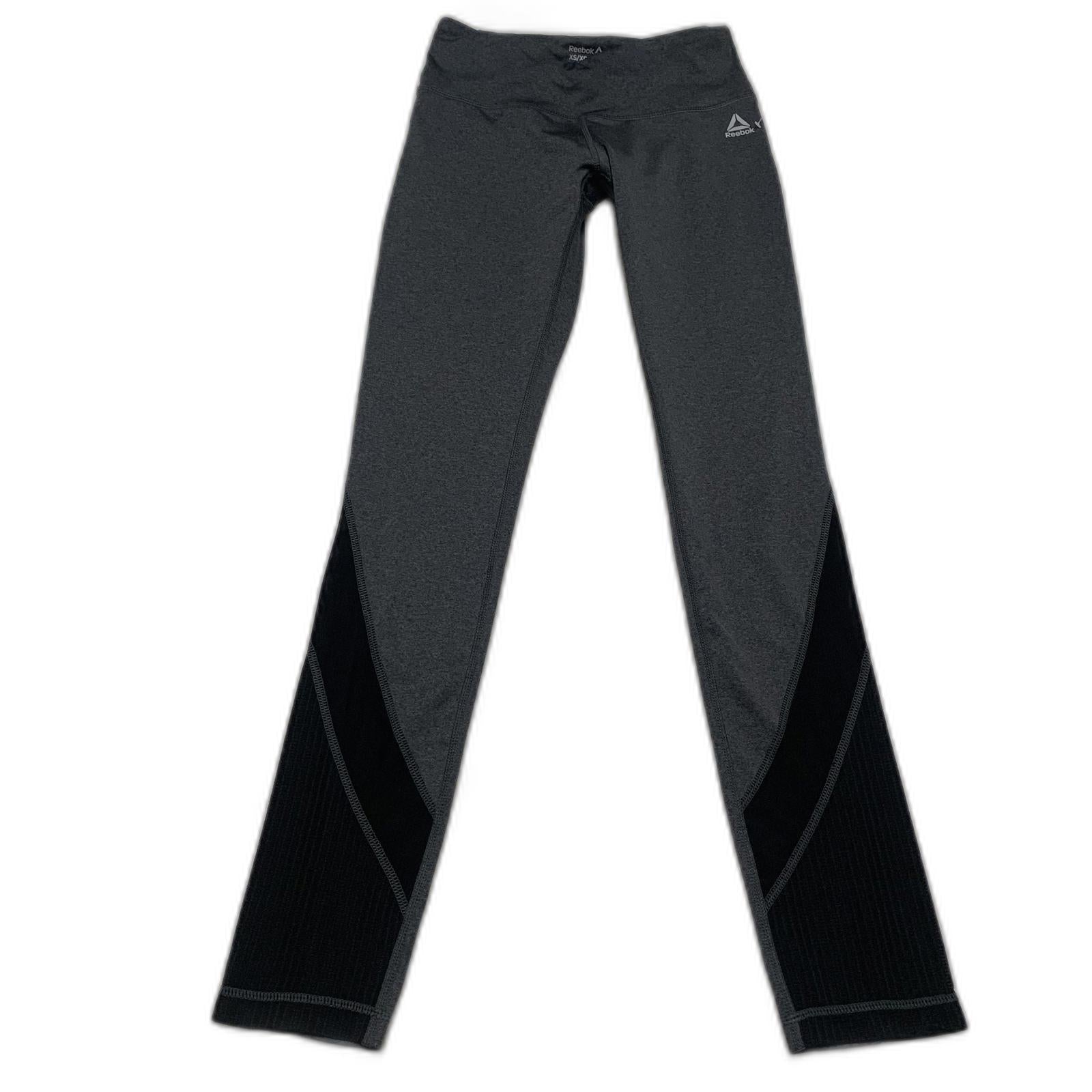 Leggings deportivos Reebok para mujer, talla XS, color gris y negro