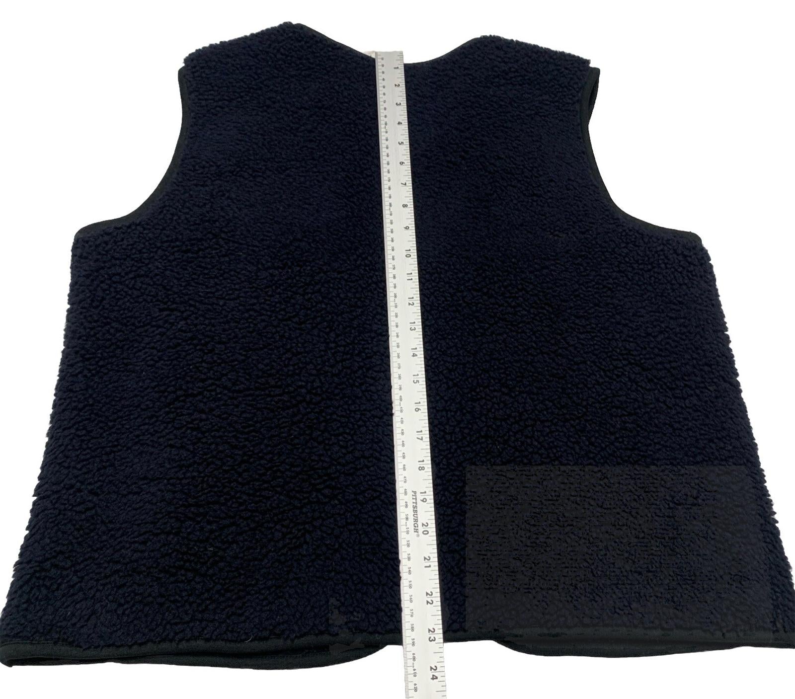 Chaleco pequeño azul marino UNIQLO para mujer, chaqueta de forro polar con cuello en V y cremallera completa, de imitación sherpa