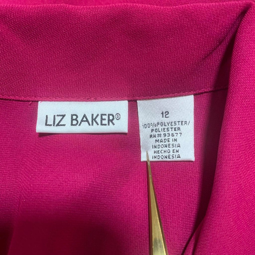 Blusa de manga corta con botones color fucsia para mujer, talla 12, de Liz Baker