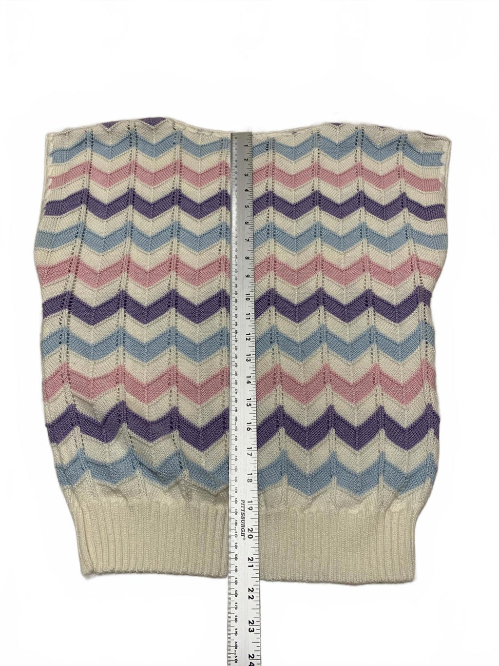 Vintage 80s Jolie New York Women's Pastel  Sweater Vest Chevron Pattern