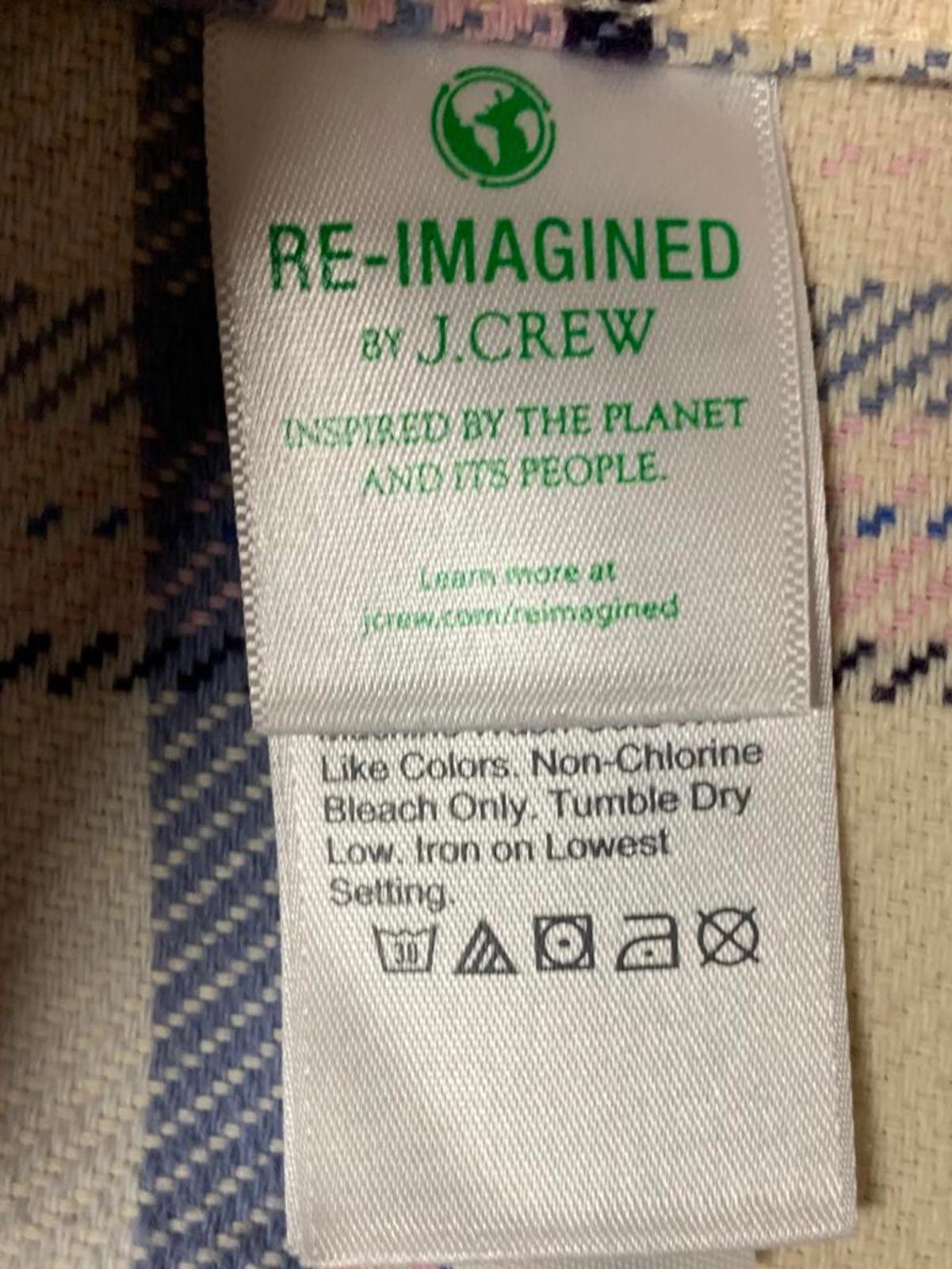 Camisa de franela para mujer J. Crew, talla 4, color lavanda, cuadros pastel, algodón con broches de perlas