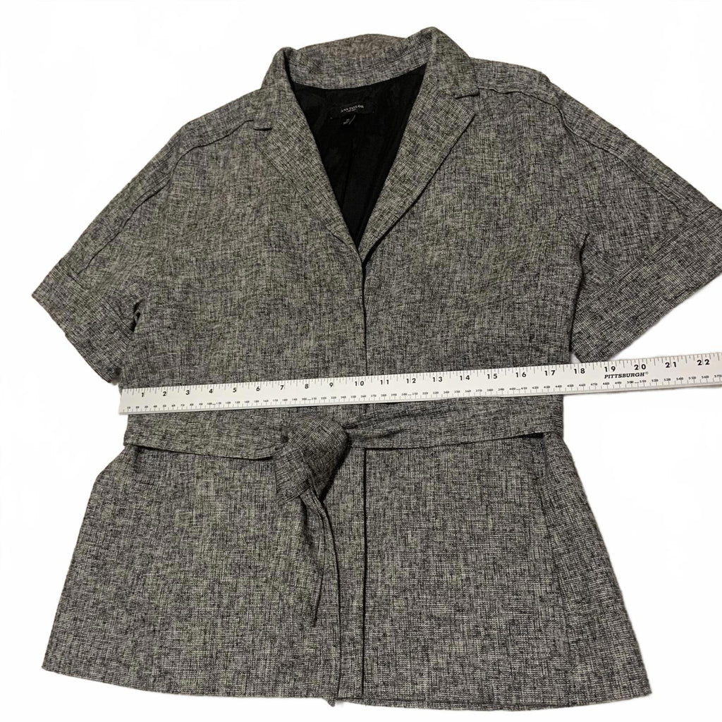 Blazer gris de manga corta con cinturón para mujer de Ann Taylor, talla 12