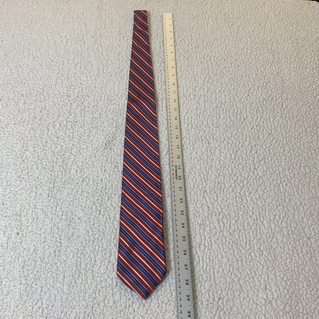 Nautica Men's Tie Red White Blue Diagonal Stripe 100% Silk