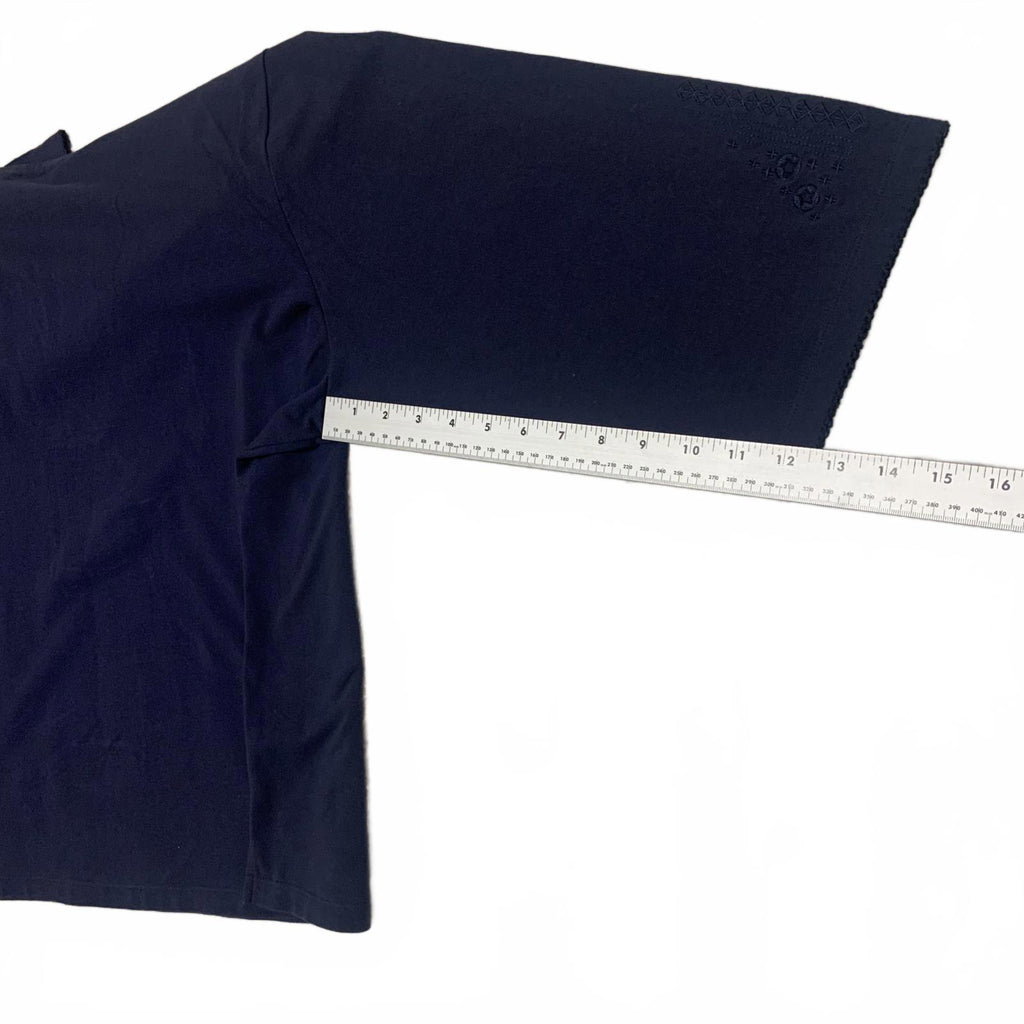 Blusa azul marino para mujer de Denim &amp; Company, talla 3X, con detalles bordados