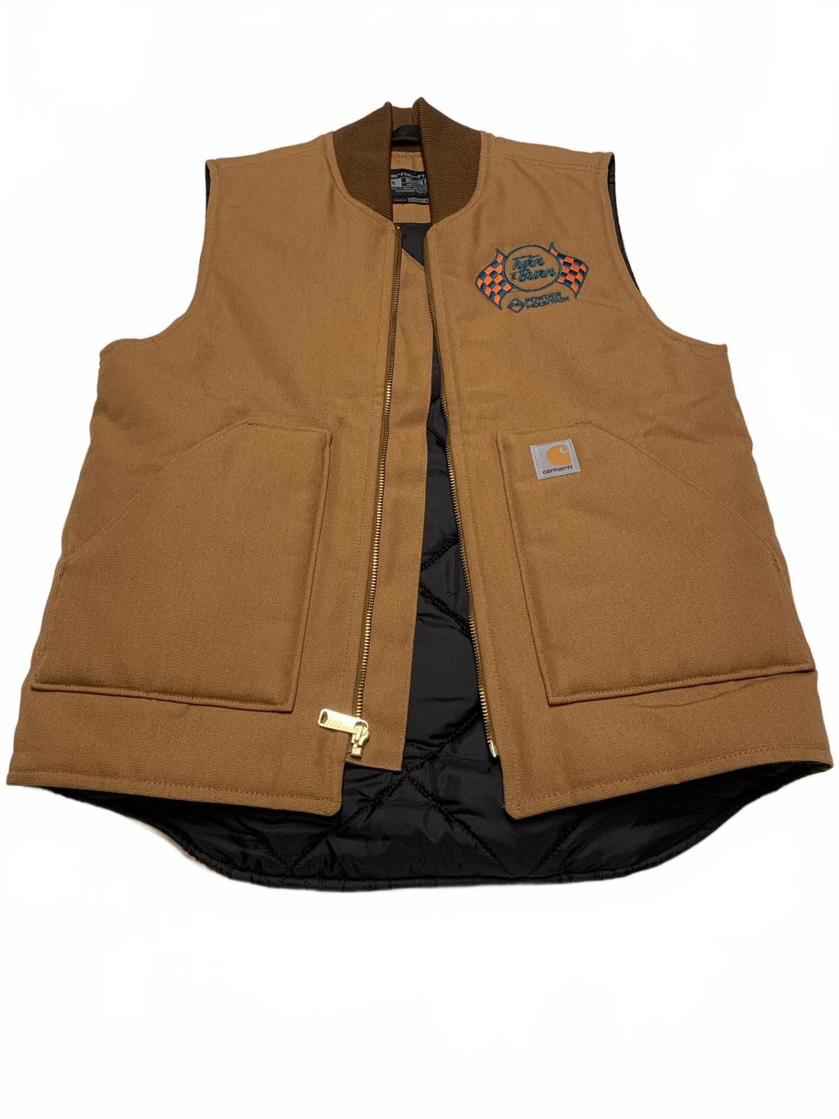 Chaleco de trabajo acolchado Carhartt para hombre, talla pequeña, marrón, corte relajado, OV0001-M