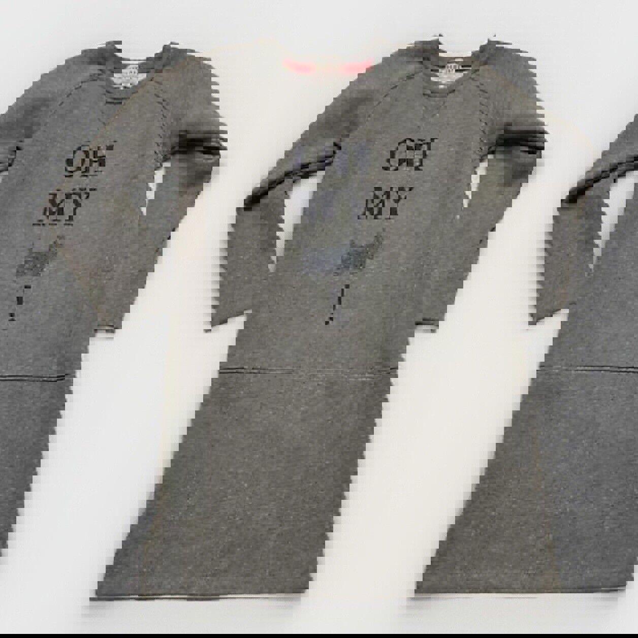 Vestido sudadera de forro polar gris jaspeado Chipie para niñas, talla 6, con purpurina de perro escocés