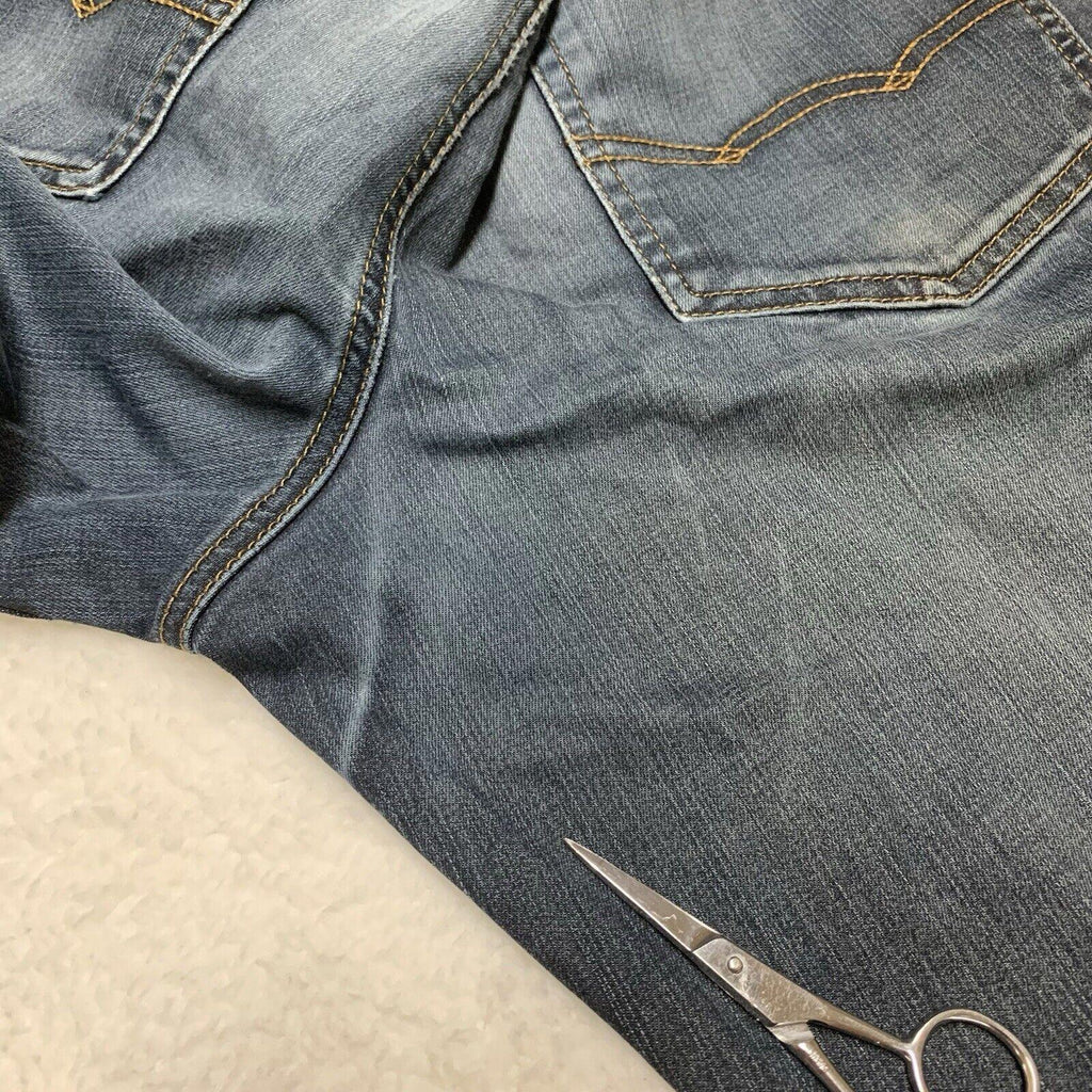 Vaqueros rectos American Eagle Outfitters para hombre, denim flexible con lavado azul oscuro, talla 32/34