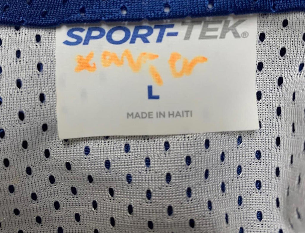 Camiseta de baloncesto unisex Sport-Tek, talla L, azul y blanca, reversible, de los Bronxville Hoops