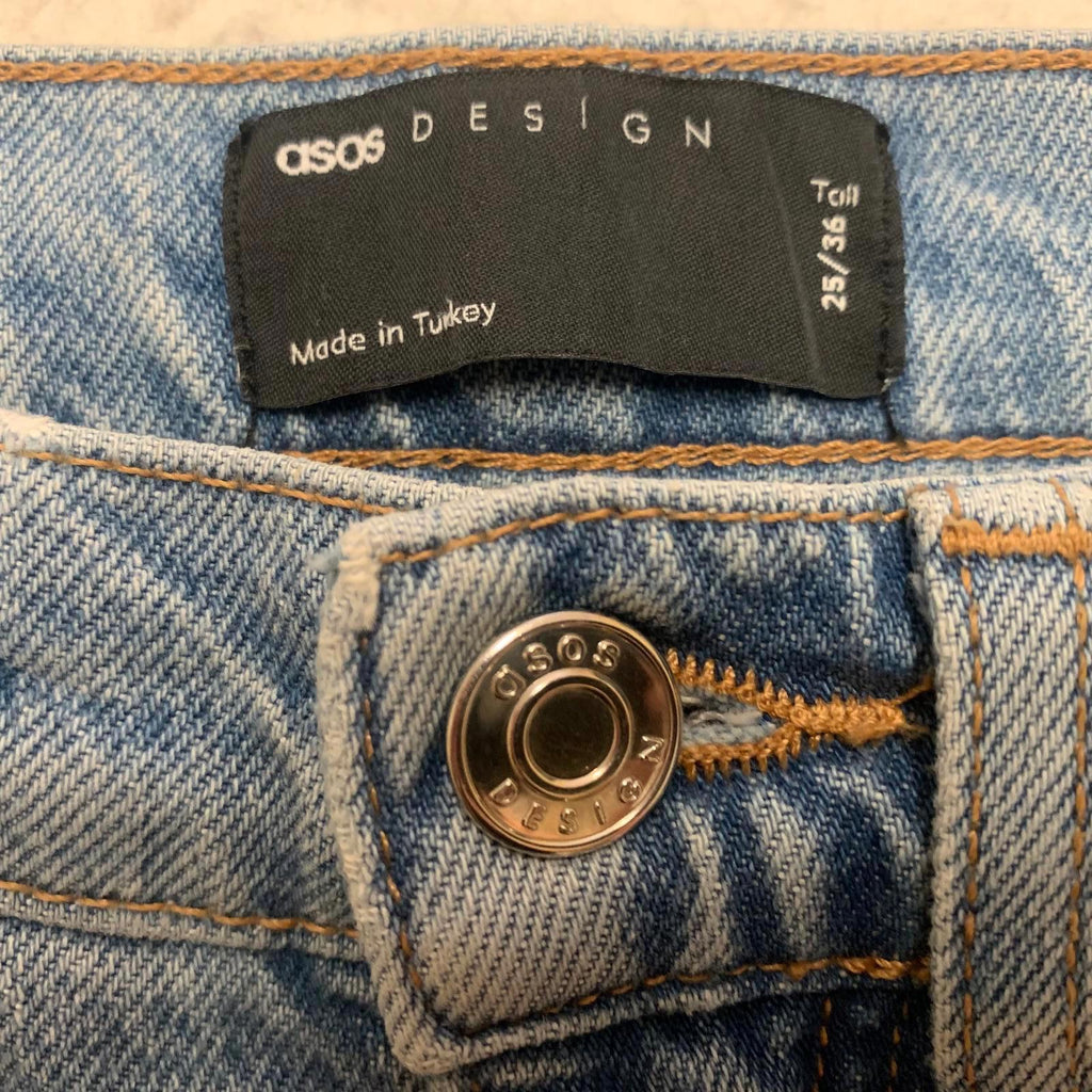 Vaqueros de mujer ASOS DESIGN, talla 25/36, denim azul, cintura alta, 25 x 30,5 (talla real)