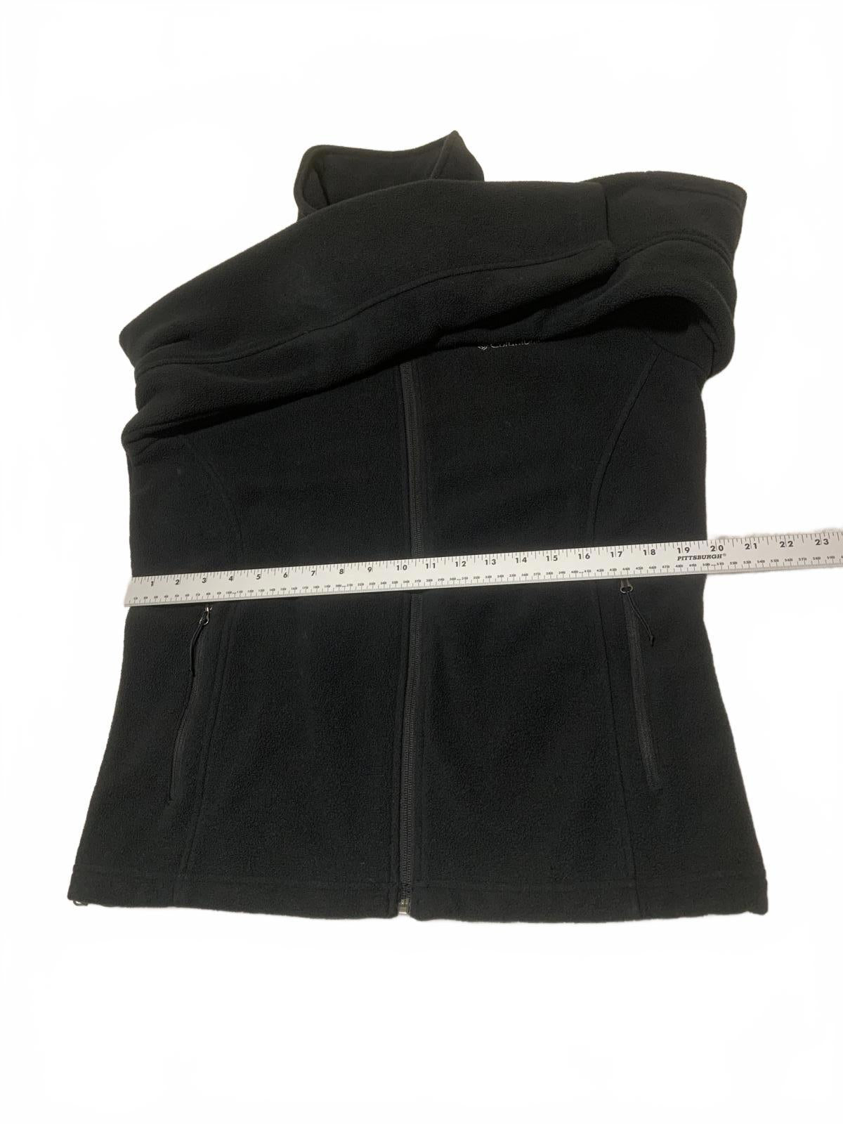 Chaqueta polar negra grande Columbia para mujer, con cremallera completa, para senderismo al aire libre, capa cálida