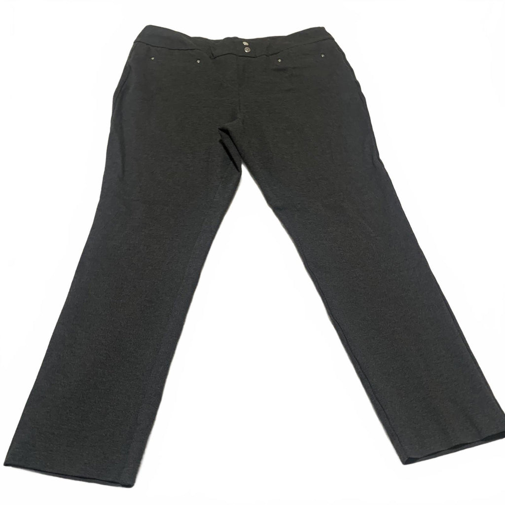 Pantalones casuales Rekucci para mujer, talla 18W, gris oscuro, ancho 40 x 29,5