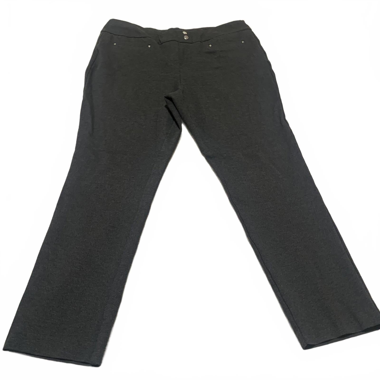 Pantalones casuales Rekucci para mujer, talla 18W, gris oscuro, ancho 40 x 29,5