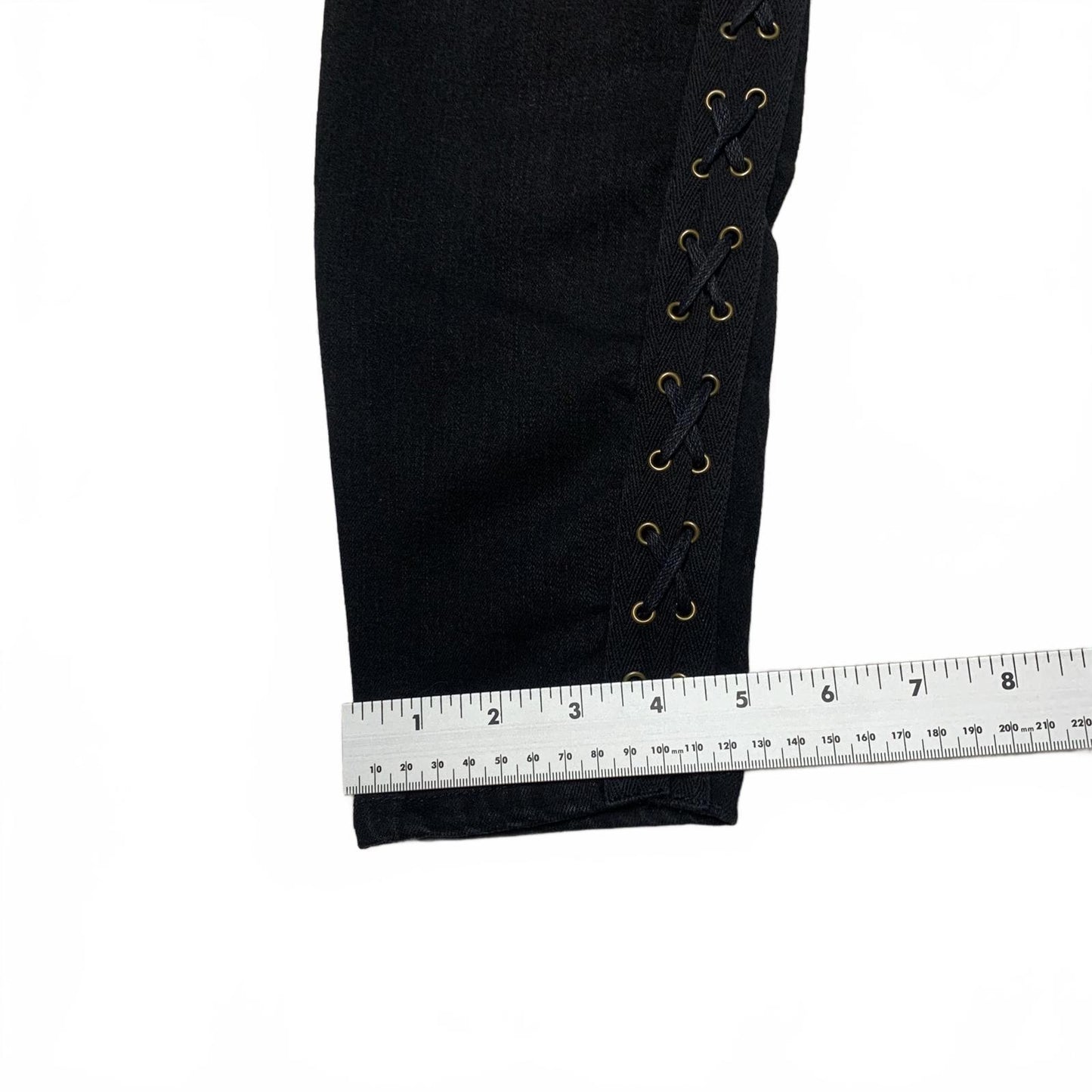 Sneak Peek Juniors Size 7 Black Wash Lace-Up Side Jeans 27.5 x 27
