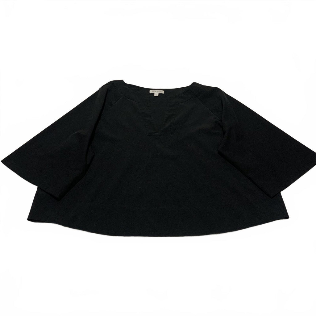 Top corto minimalista de gran tamaño con cuello en V negro para mujer, talla extragrande, de Prologue