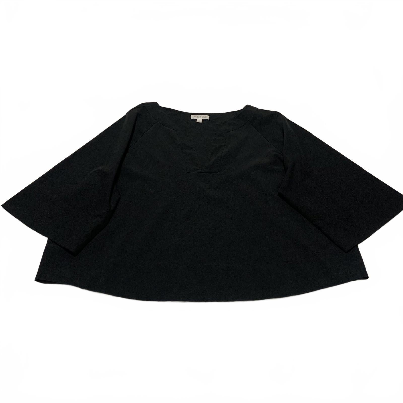 Top corto minimalista de gran tamaño con cuello en V negro para mujer, talla extragrande, de Prologue