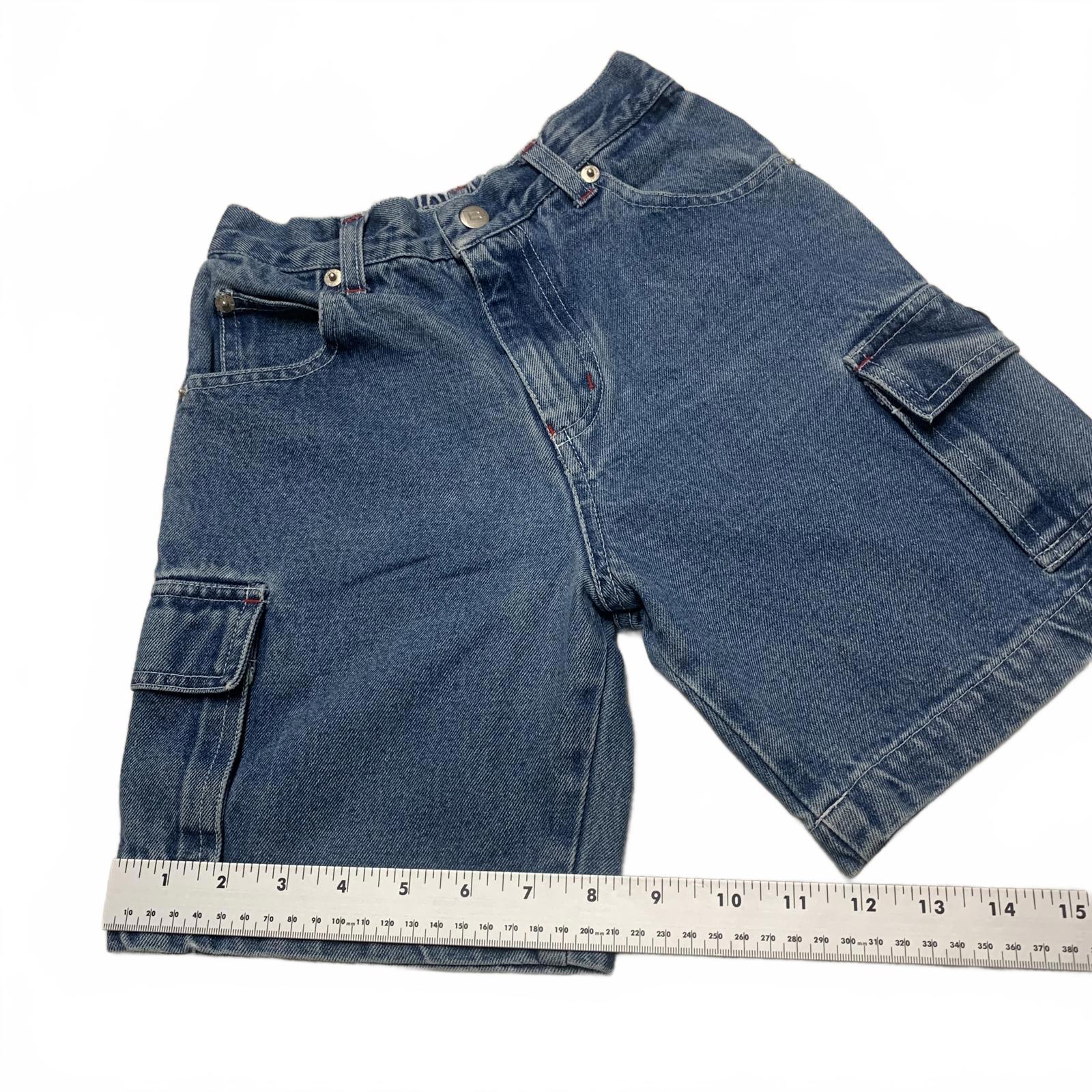 Pantalones vaqueros Badge Boys talla 6, pantalones cortos cargo de mezclilla elásticos azules de algodón W21