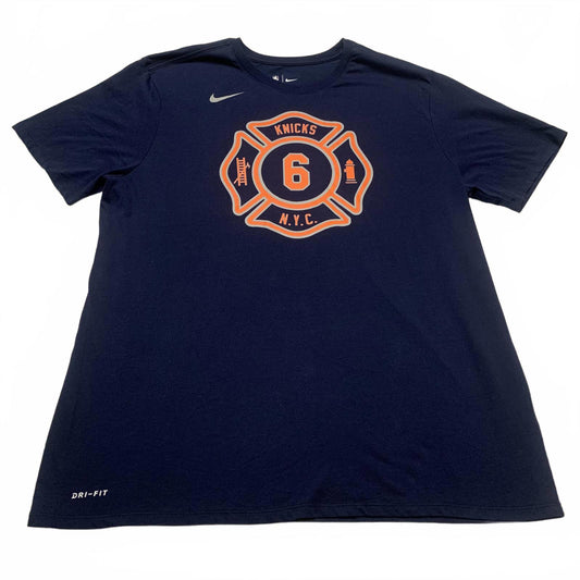 Nike Mens Size XXL Navy Blue Dri-FIT New York Knicks T-Shirt Porzingis #6