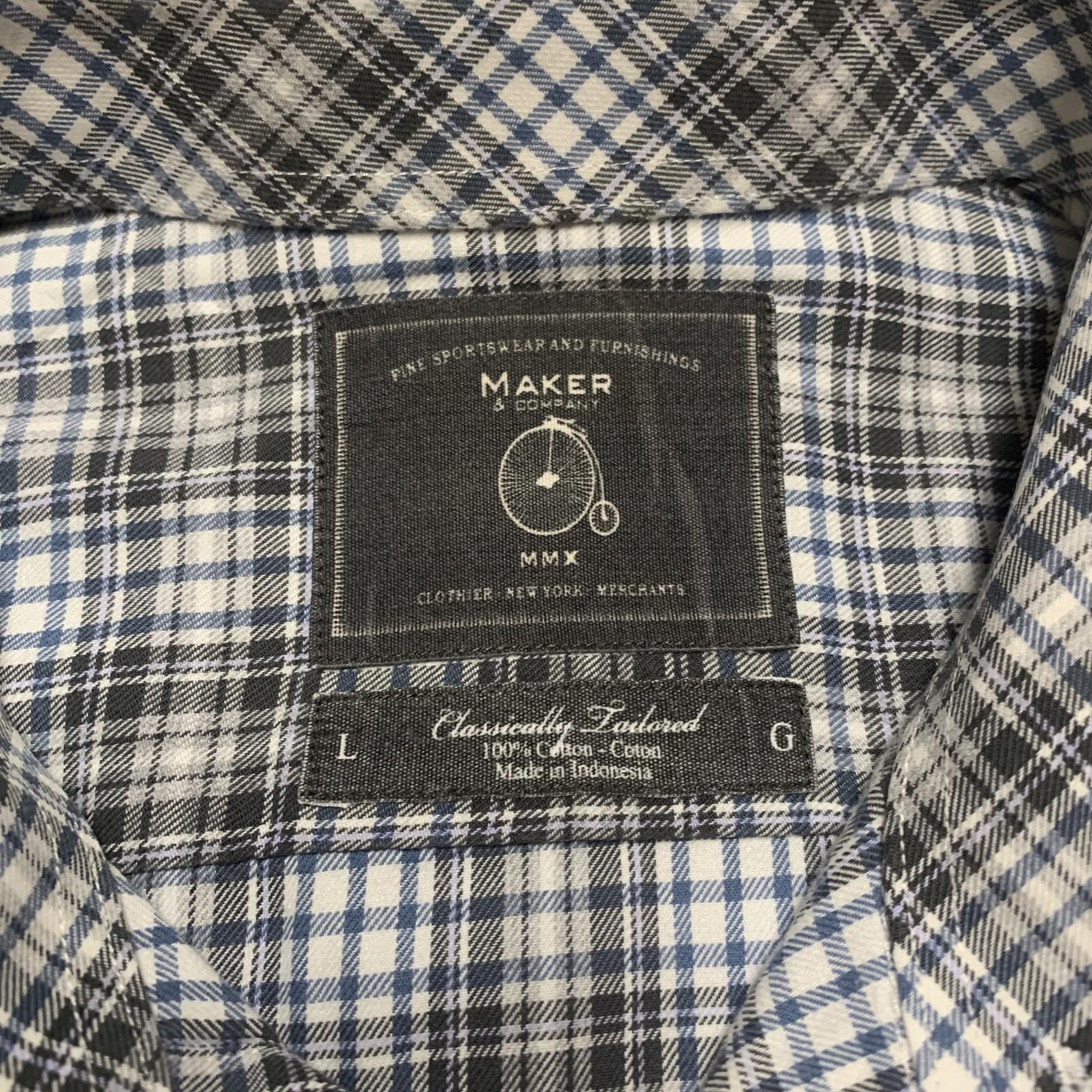 Camisa clásica a cuadros negra y gris para hombre, talla grande, de Maker Company