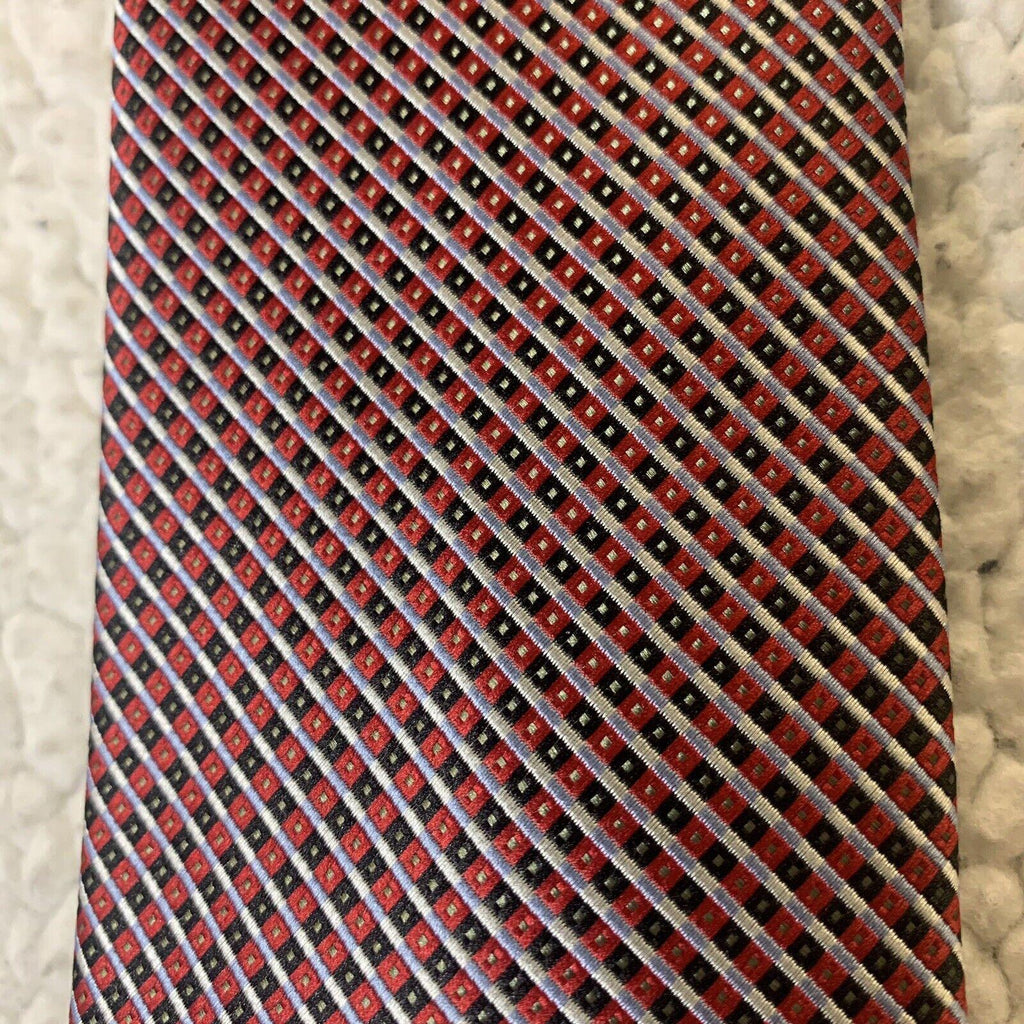 Corbata Giorgio Brutini con estampado geométrico diminuto en rojo y negro