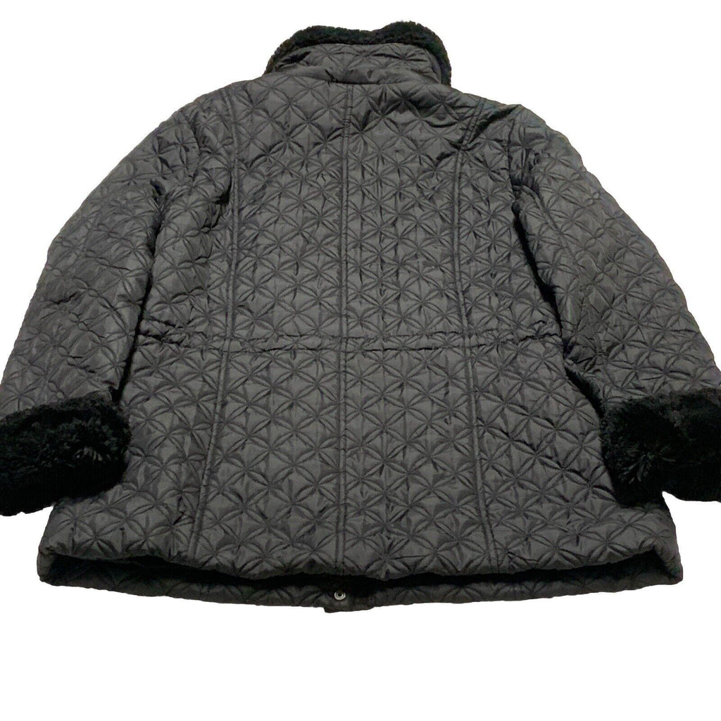 MARC New York Andrew Marc Abrigo acolchado de invierno negro de piel sintética XL para mujer