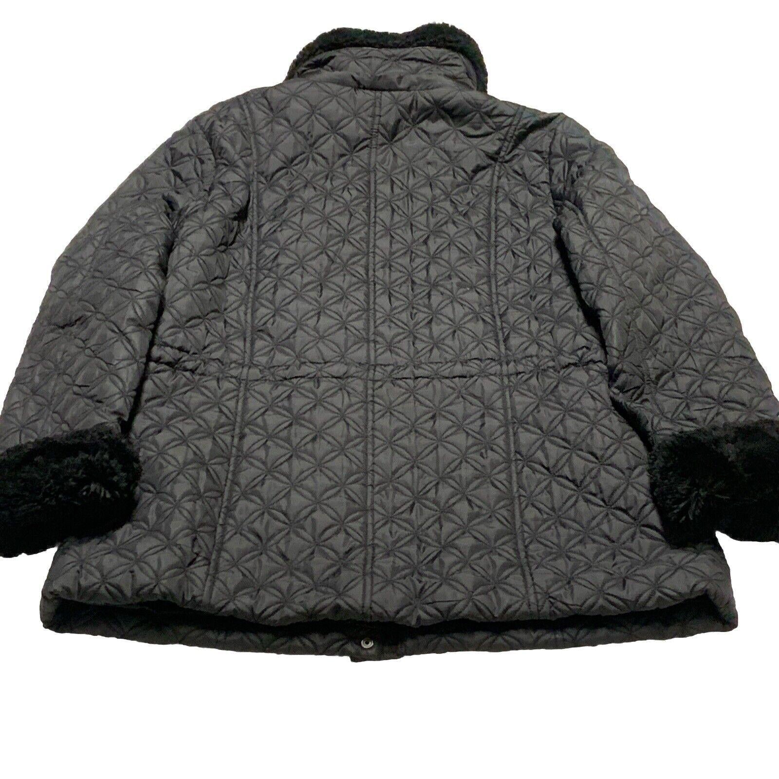 MARC New York Andrew Marc Abrigo acolchado de invierno negro de piel sintética XL para mujer