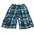 Kanu Surf Boy's Sz L (14-16) Plaid Blue Green Swim Trunks