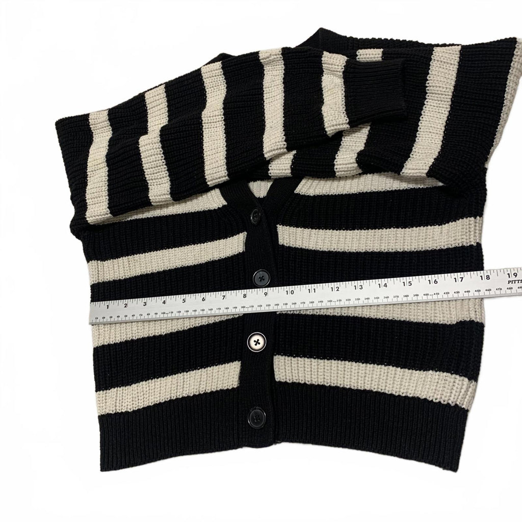 H&M Women's Size XS Black White Striped Knit Cardigan Sweater Button Front