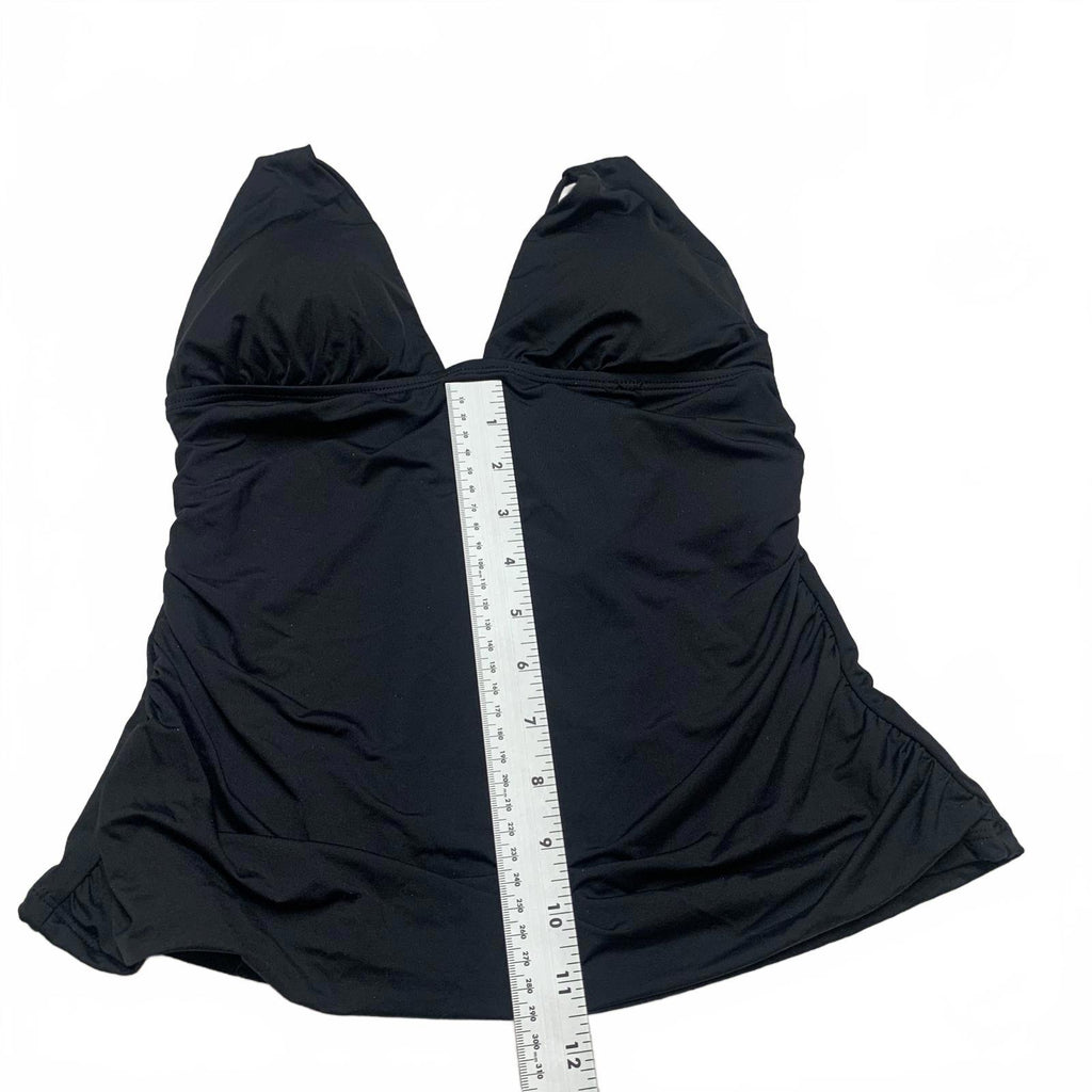 La Blanca Top de baño con cuello halter negro para mujer, talla 10, busto fruncido