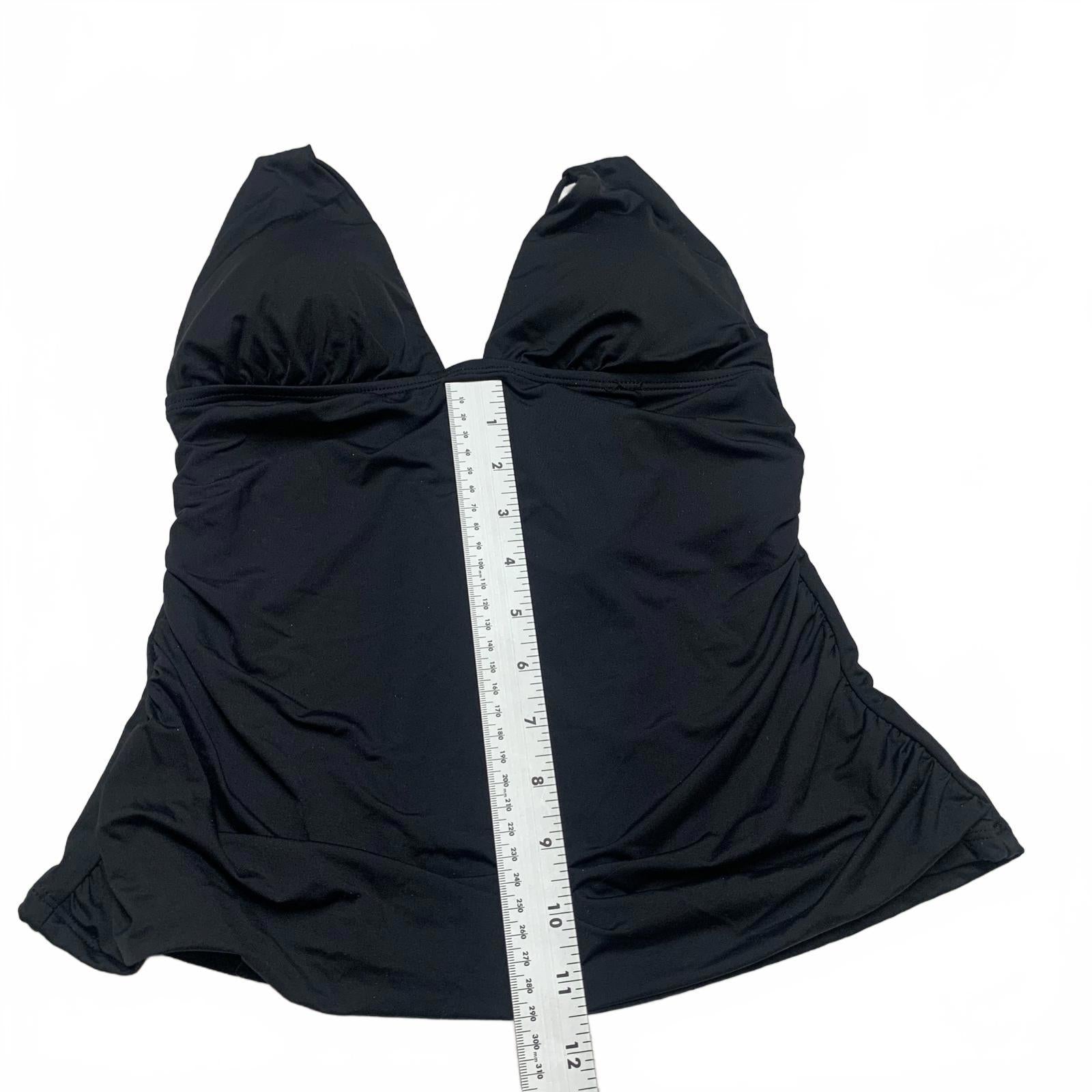 La Blanca Top de baño con cuello halter negro para mujer, talla 10, busto fruncido