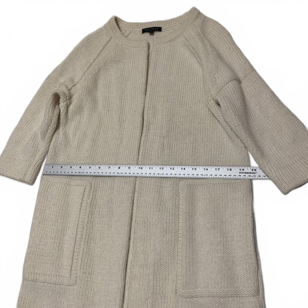 Cárdigan largo de punto de hilo italiano color crema para mujer de Banana Republic, talla L