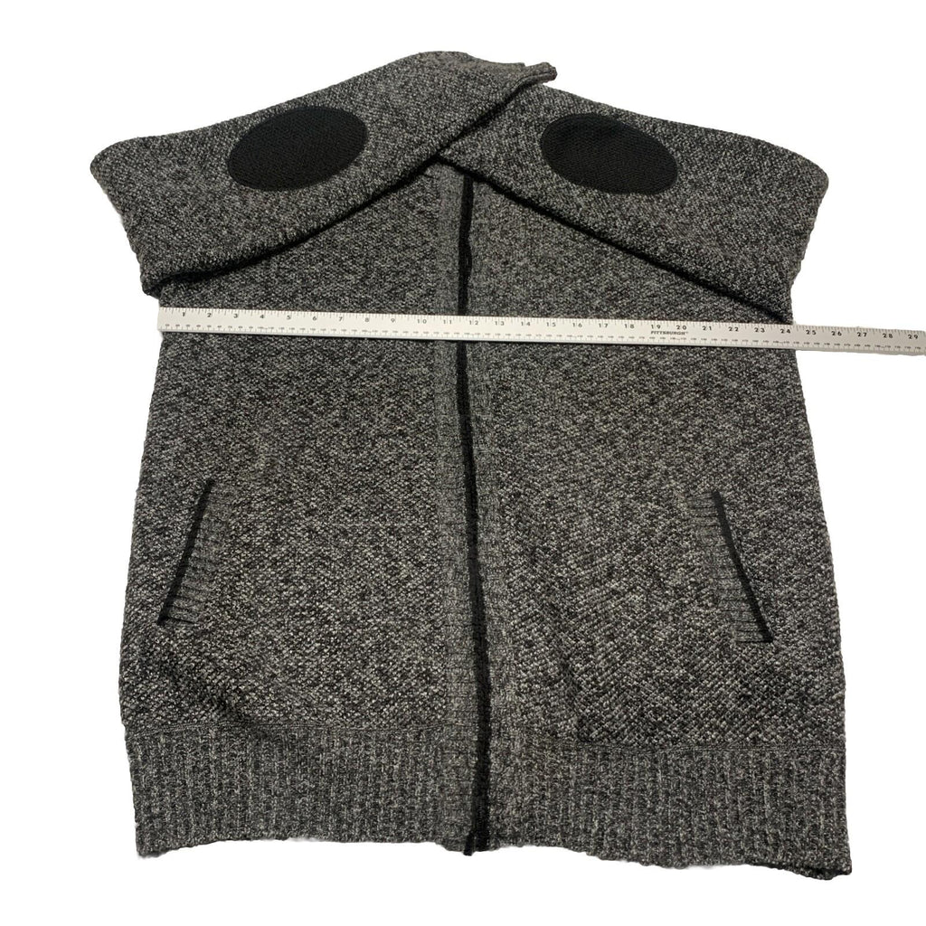 Cárdigan Alberto Cardinali para hombre XL, negro, gris, con cremallera completa, forro polar y coderas