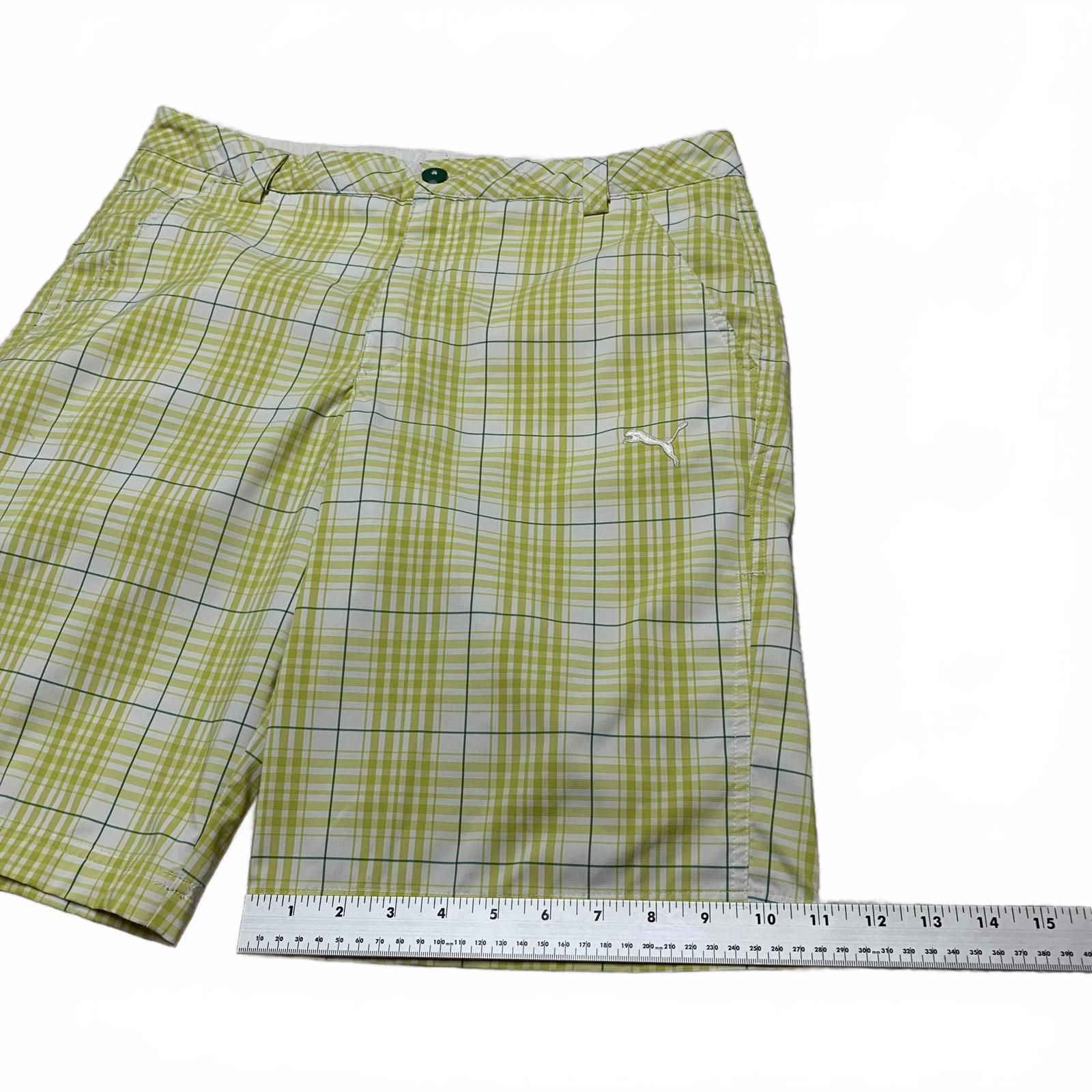 Pantalones cortos de verano a cuadros verdes Cobra Puma Golf para hombre, talla W 32, talla W 33.5