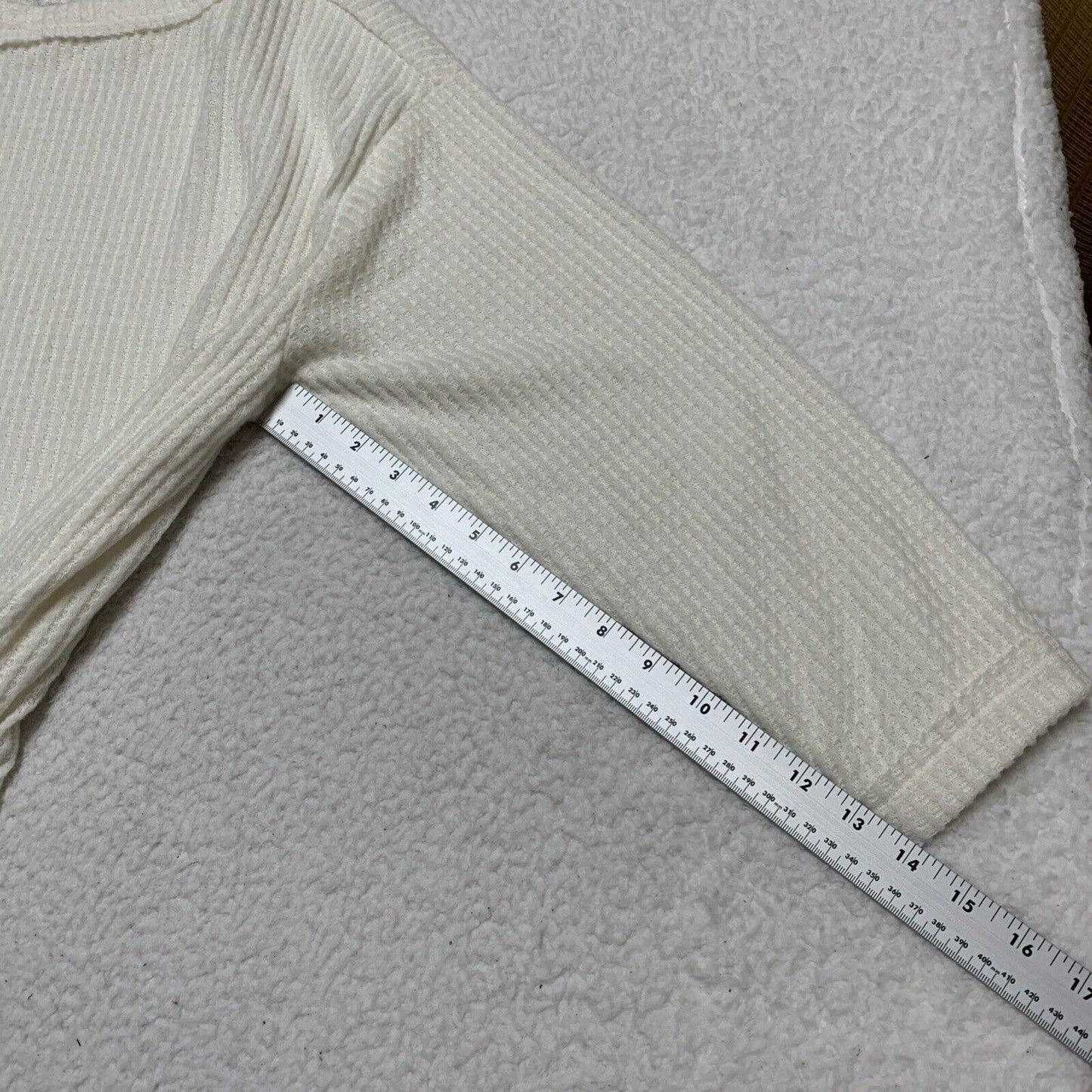 Out From Under UO Women XS  Ivory Oversized Waffle Knit Layering Top Slit
