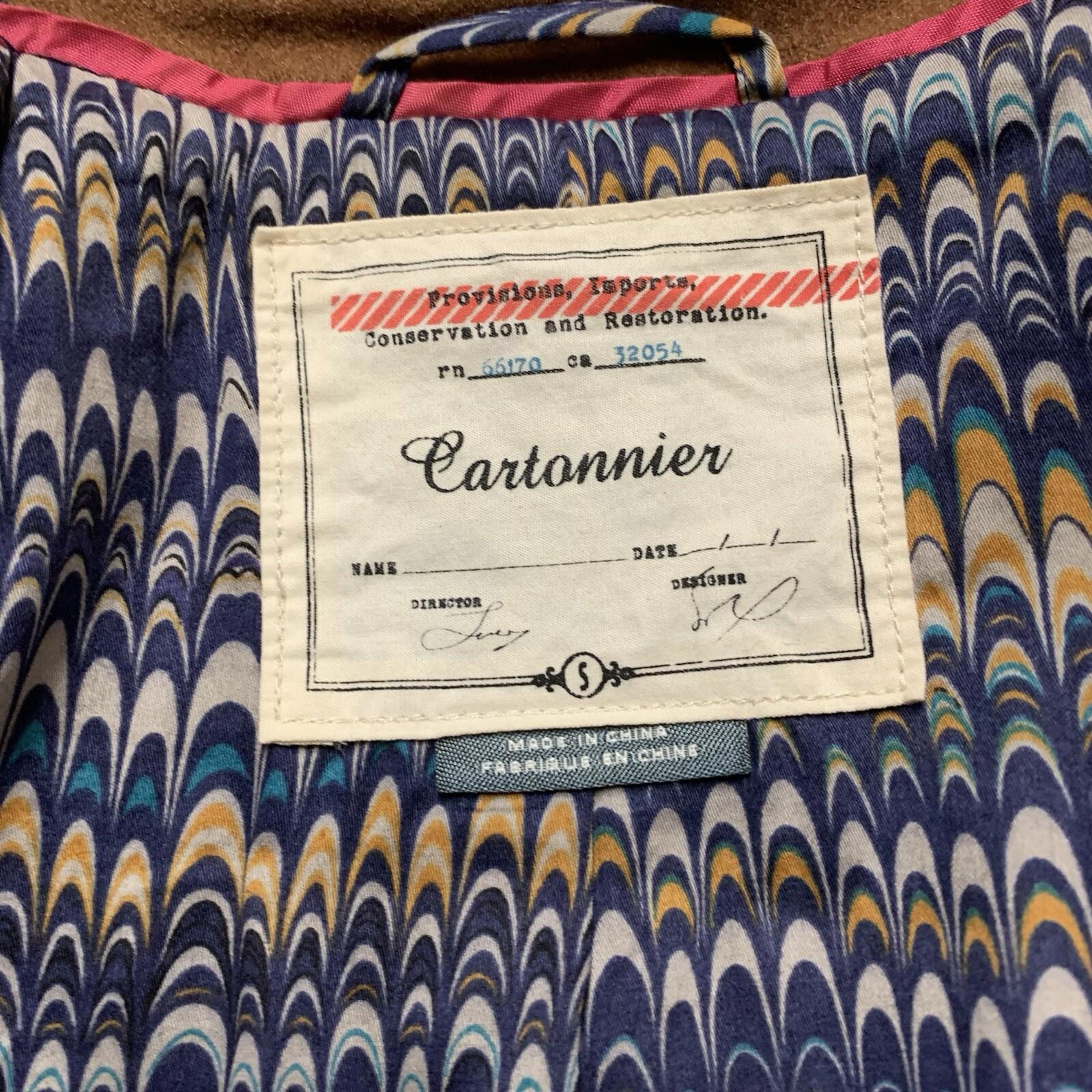 Cartonnier Wool Blazer Coat Women’s Small Brown Oversized Boyfriend 3/4 Sleeve