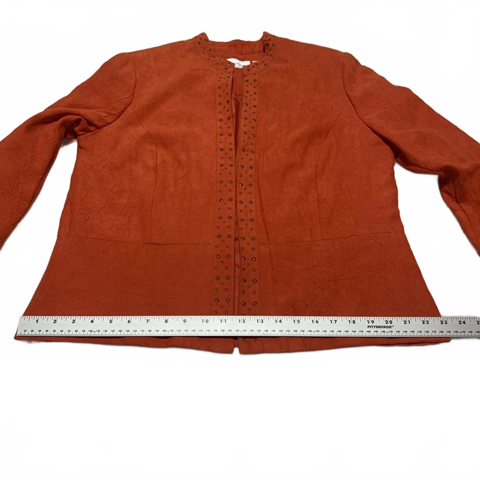 Chaqueta de ante color naranja pimentón para mujer de la colección Alfred Dunner, talla 14