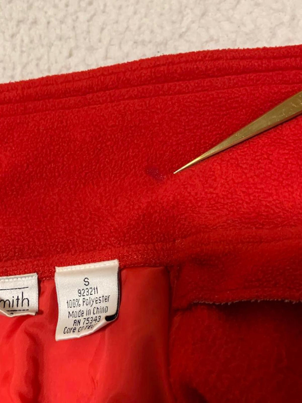 Chaqueta polar roja con cremallera y bolsillos, talla pequeña, para mujer, de la colección Willi Smith