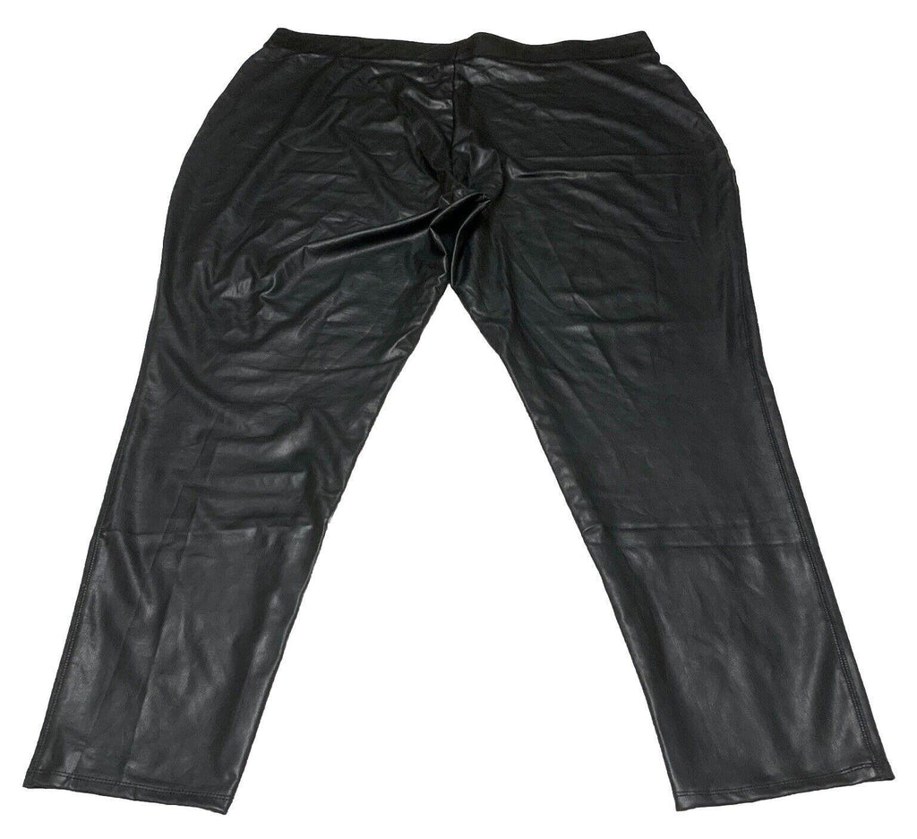 Pantalones de mujer Ashley Stewart, talla 26/28, piel sintética negra