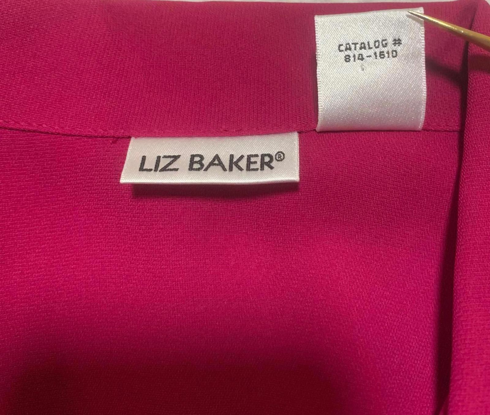 Blusa de manga corta con botones color fucsia para mujer, talla 12, de Liz Baker