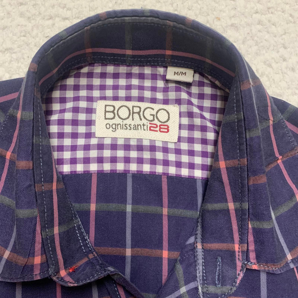 Borgo Ognissanti 28 Men's M Blue Plaid Button Shirt Multicolor Check