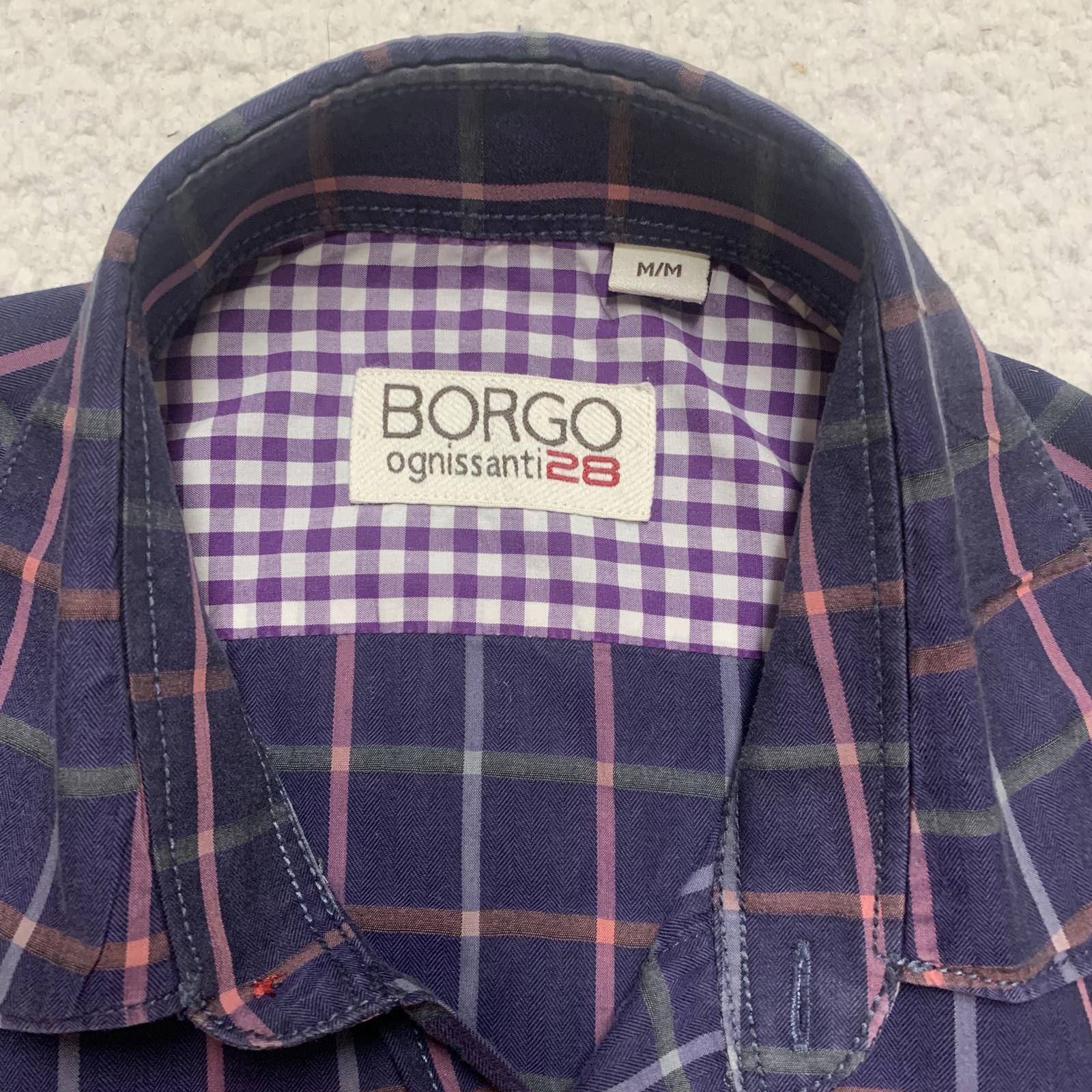 Borgo Ognissanti 28 Camisa de hombre con botones a cuadros azules y cuadros multicolor