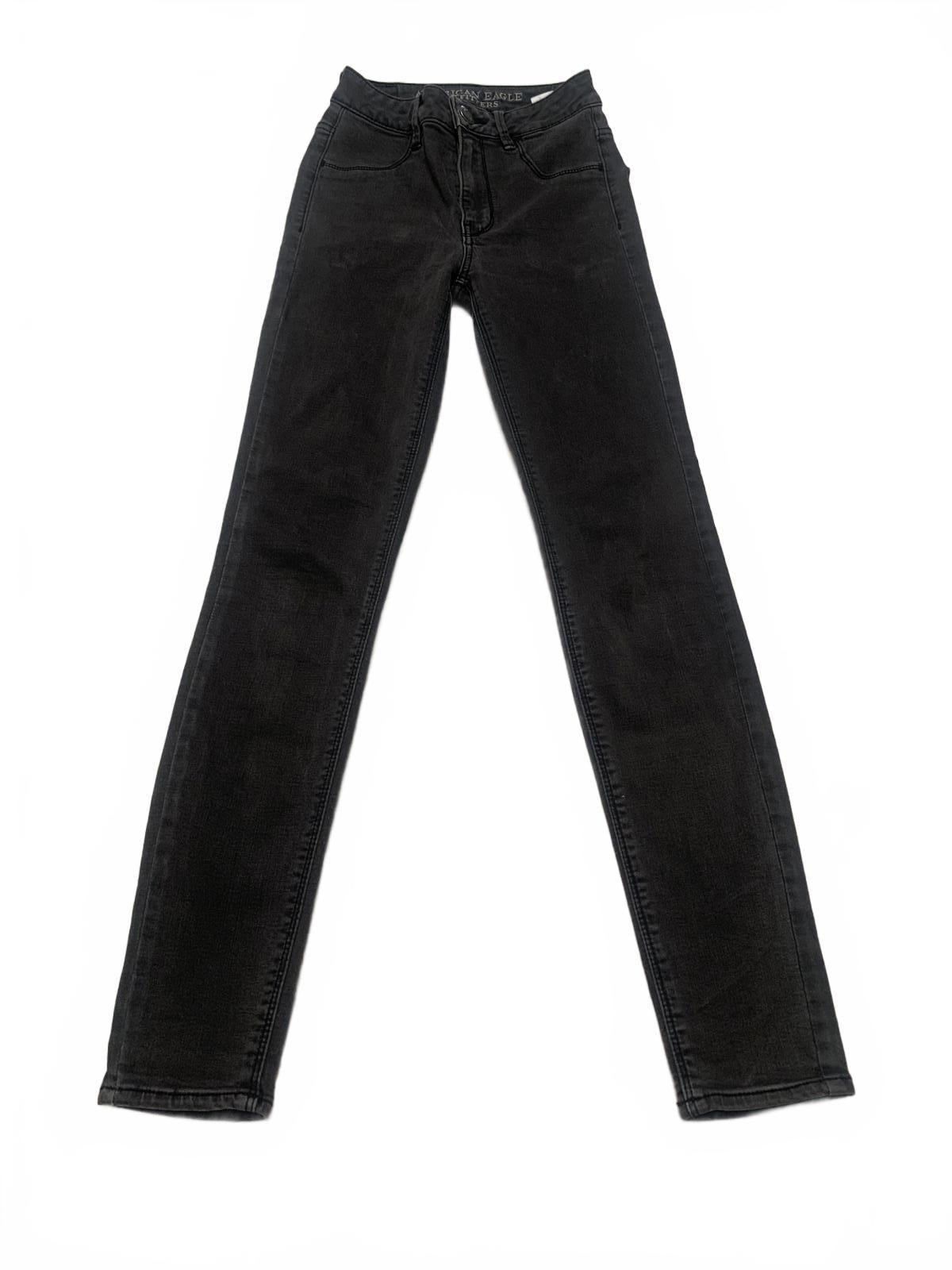 Vaqueros ajustados negros ajustados elásticos de 22 x 28 para mujer de American Eagle Outfitters, talla 00