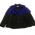Fengyi Tan Women's Size Medium Black Blazer Blue Sheer Overlay