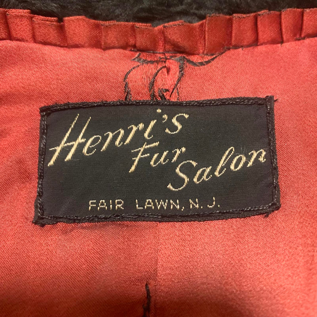 Vintage Persian Lamb 40s 60s Mink Fur Coat Henri’s Fur Salon Fair Lawn NJ
