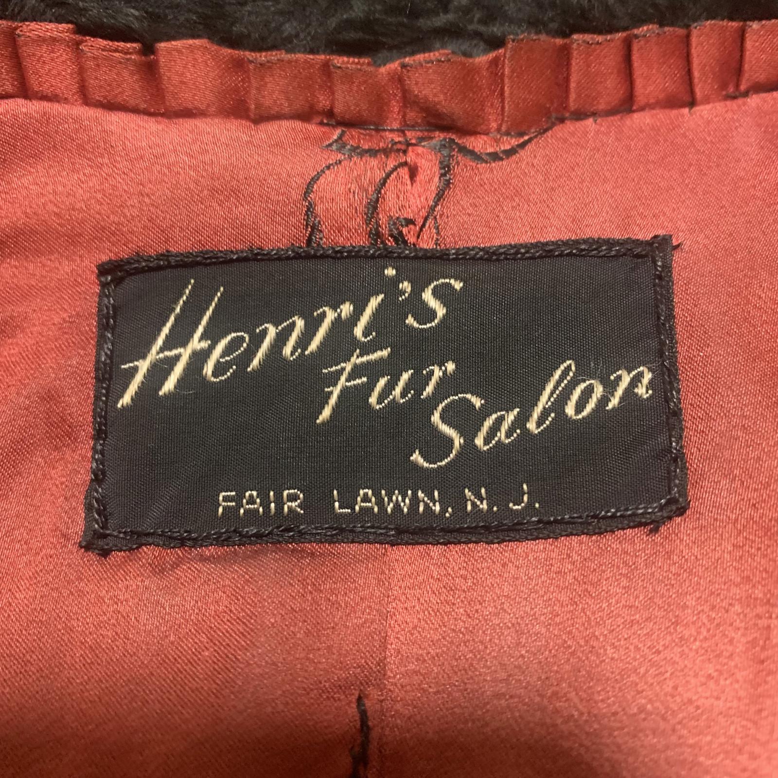 Vintage Persian Lamb 40s 60s Mink Fur Coat Henri’s Fur Salon Fair Lawn NJ